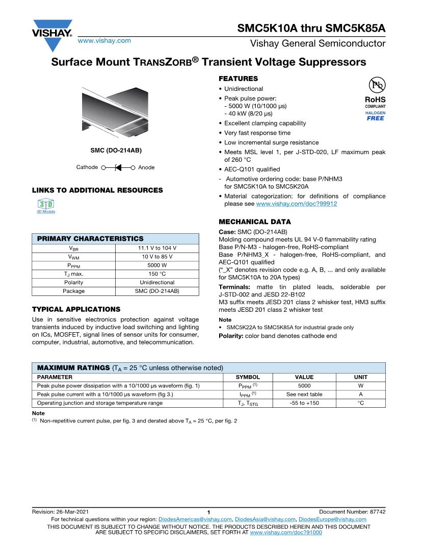 199424498 Vishay ESD EntstörerTVS Dioden Datenblätter 199424498 Vishay ESD EntstörerTVS Dioden Datenblätter