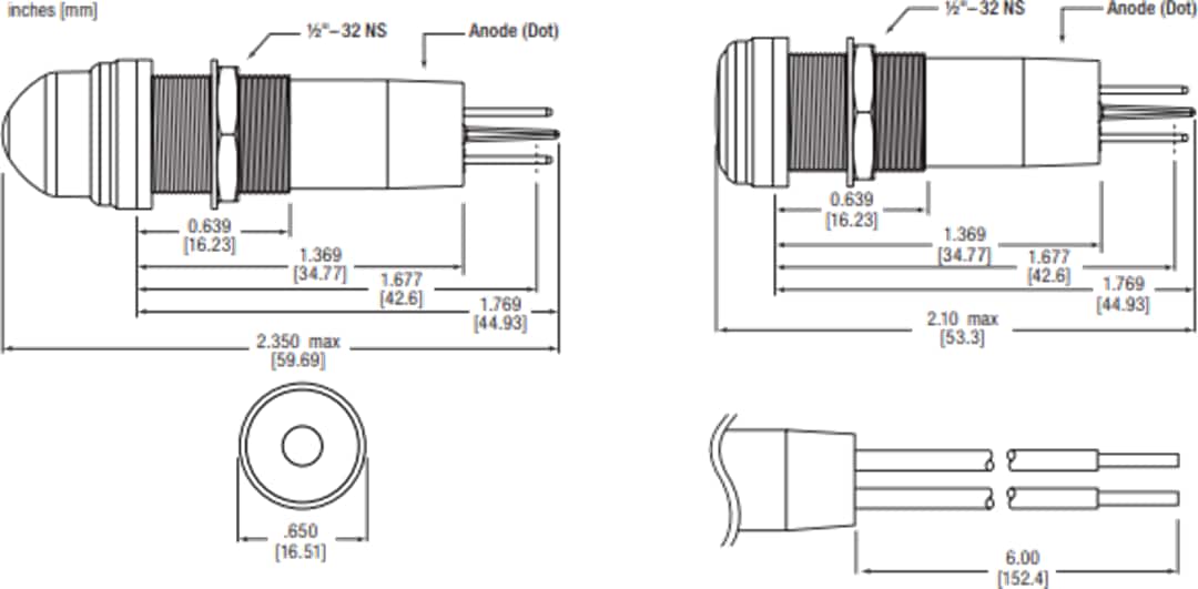 Mechanical Drawing - Dialight 656 LED Panel Mount Indicators Mechanical Drawing - Dialight 656 LED Panel Mount Indicators