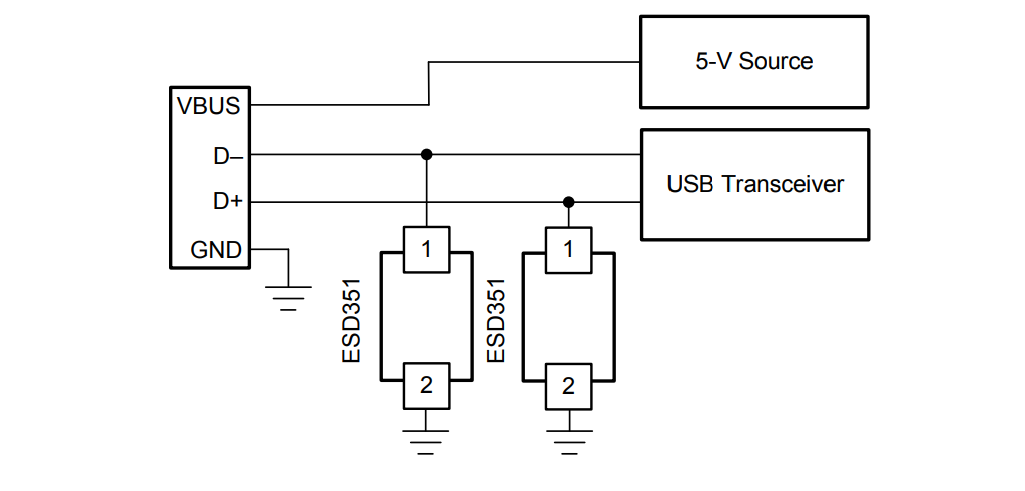 Blockdiagramm - Texas Instruments ESD351 30kV-Einkanal-ESD-Schutzdioden
