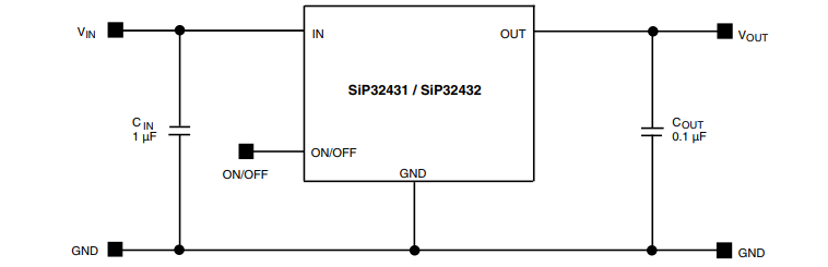 Applikations-Schaltungsdiagramm - Vishay SIP3243x Leistungs-Switch-ICs