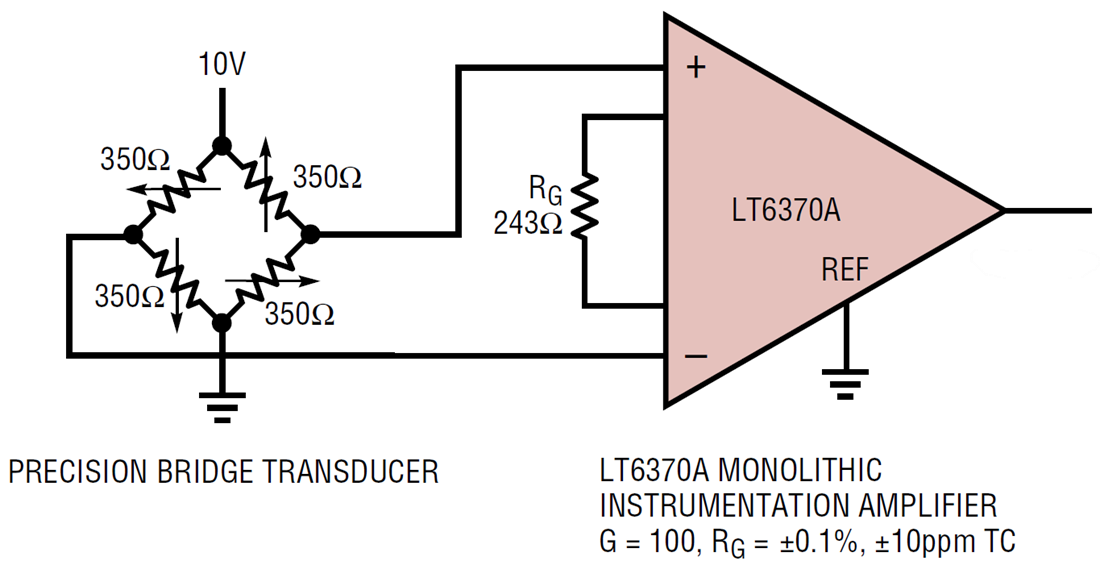 Applikations-Schaltungsdiagramm - Analog Devices Inc. LT6370 Rauscharmer Instrumentenverstärker
