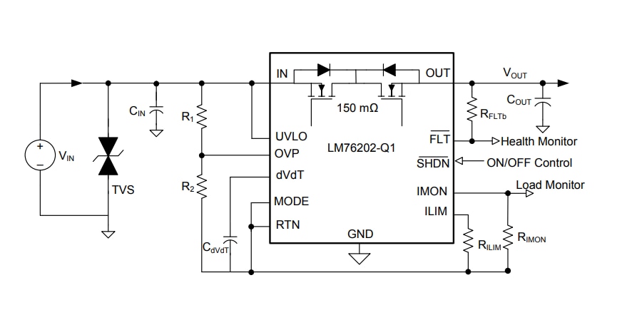 Schaltplan - Texas Instruments LM76202-Q1 Ideal-Diode mit integriertem FET