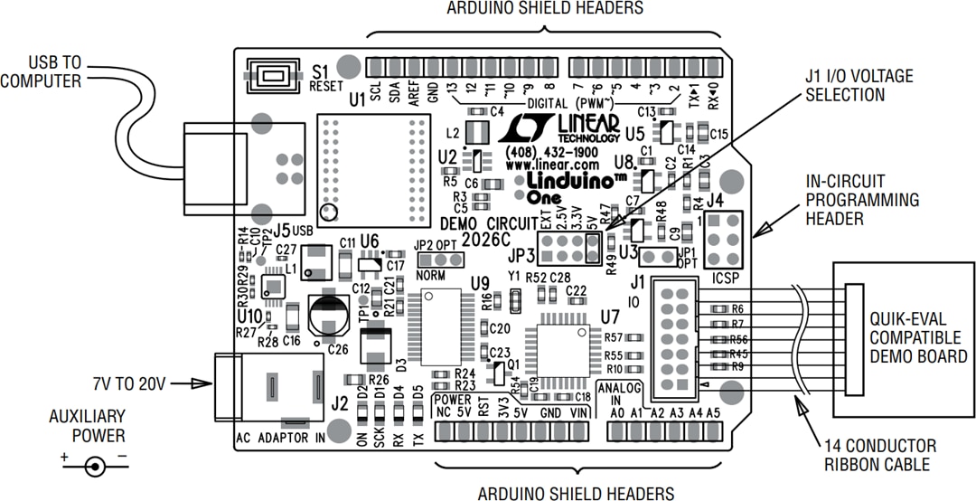 Technische Zeichnung - Analog Devices Inc. Linduino® One (DC2026)