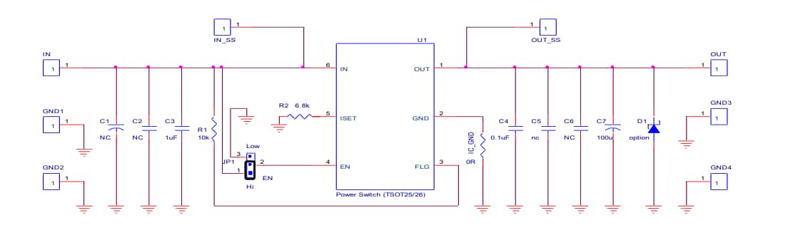 Schaltplan - Diodes Incorporated AP22615AWU-EVM Evaluierungsmodul