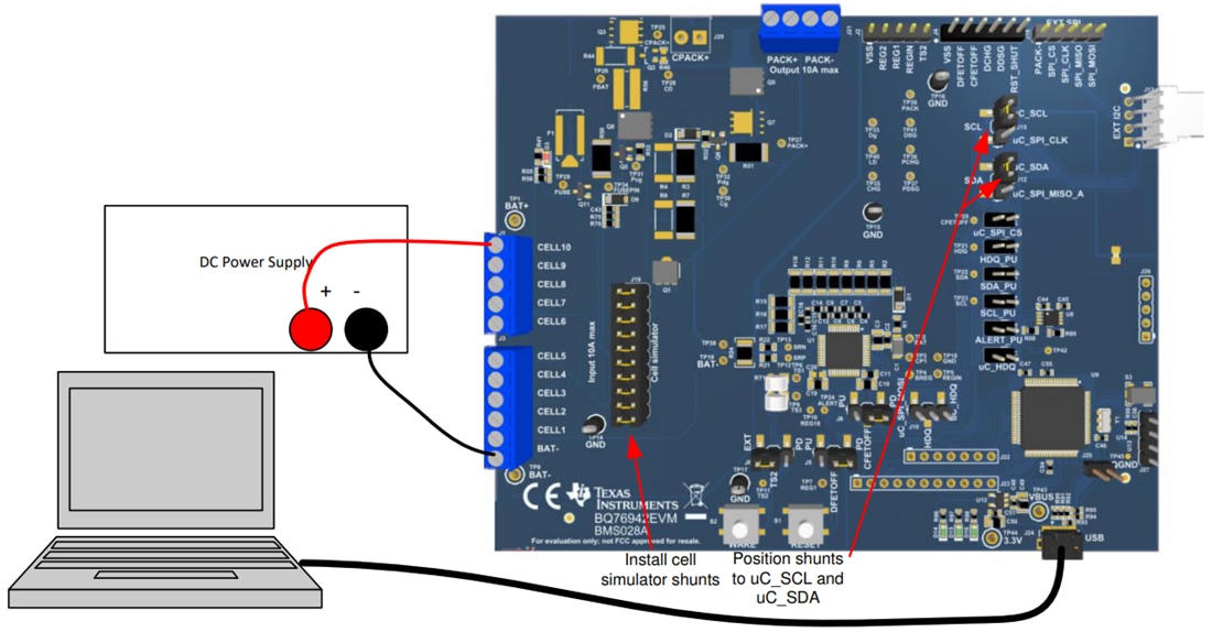 Technische Zeichnung - Texas Instruments bq76942EVM Evaluierungsmodul (EVM)