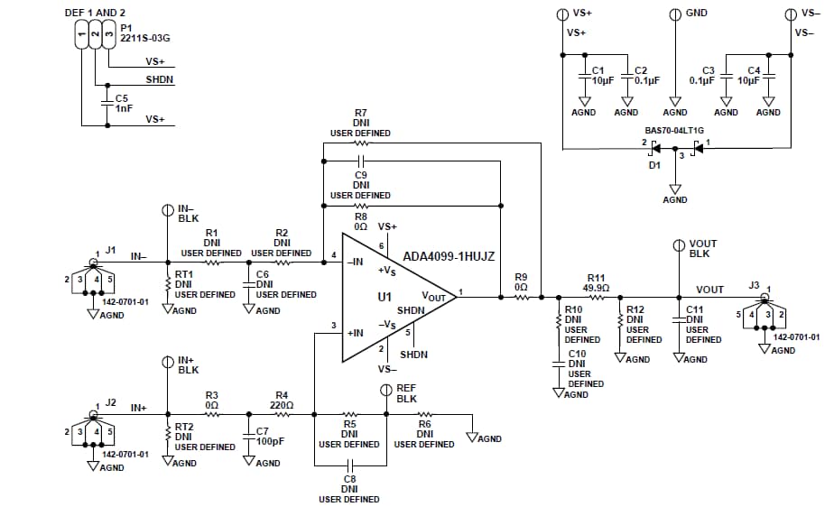 Schaltplan - Analog Devices Inc. EVAL-ADA4099-1 Evaluierungsboard