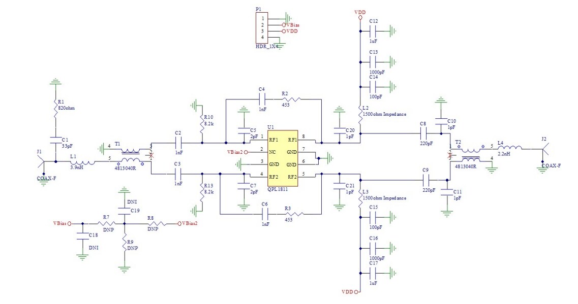 Schaltplan - Qorvo QPL1811EVB Evaluierungsboard