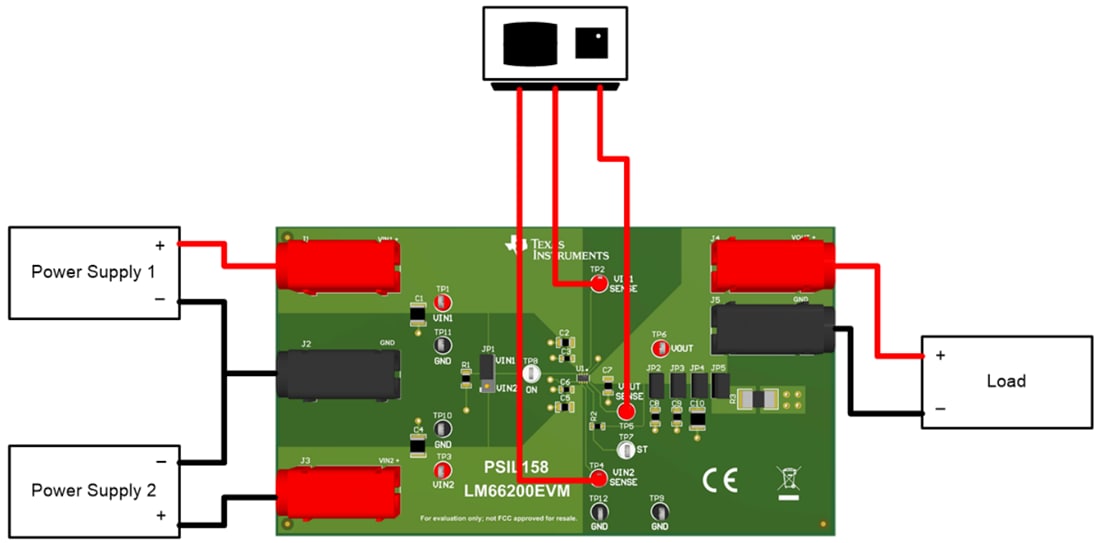 Technische Zeichnung - Texas Instruments LM66200EVM Ideal-Dioden-Evaluierungsmodul