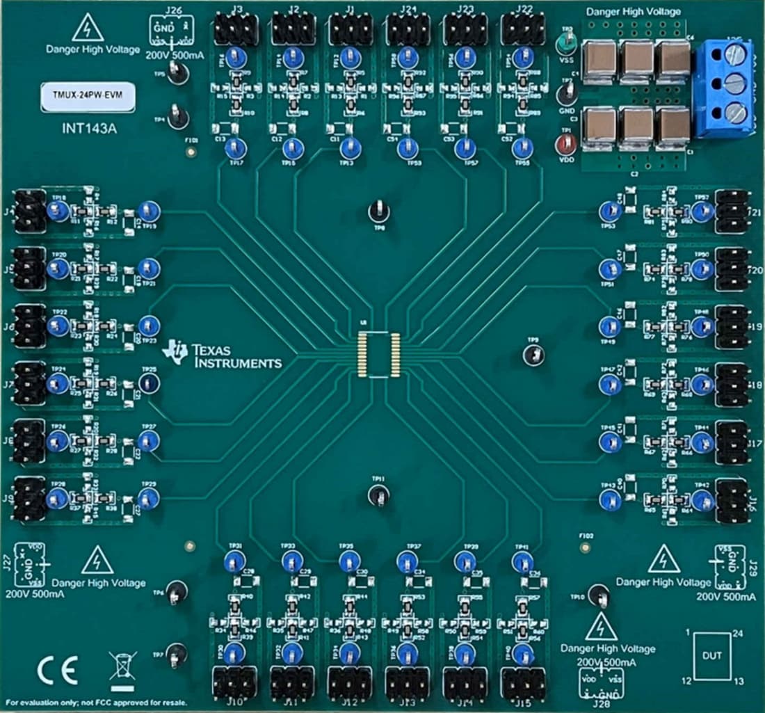 Technische Zeichnung - Texas Instruments TMUX-24PW-EVM Analogschalter-Evaluierungsmodul