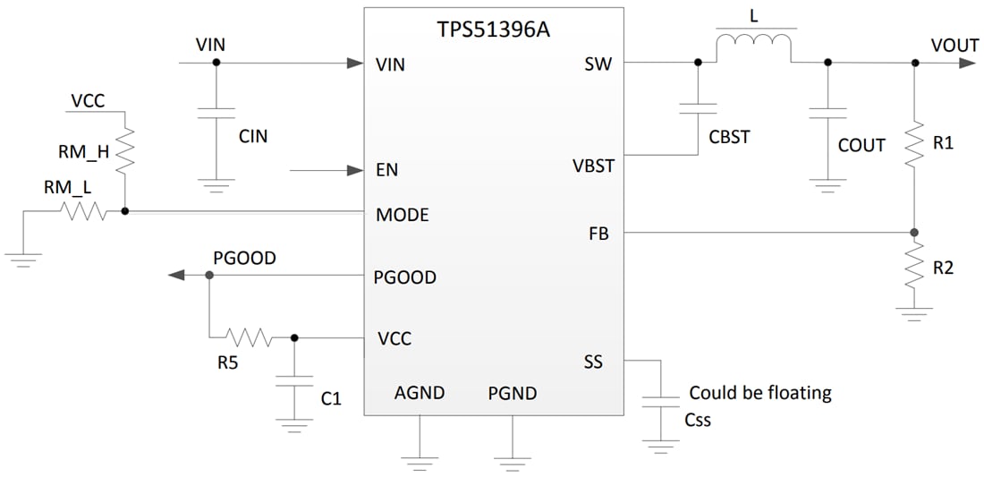 Applikations-Schaltungsdiagramm - Texas Instruments TPS51396A Abwärtsspannungsregler