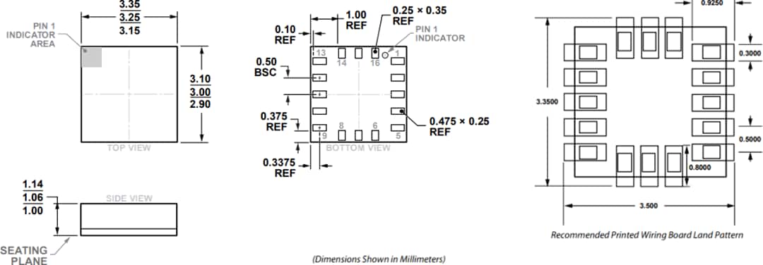 Technische Zeichnung - Analog Devices Inc. ADXL373 Micropower 3-Achsen-MEMS-Beschleunigungsmesser Technische Zeichnung - Analog Devices Inc. ADXL373 Micropower 3-Achsen-MEMS-Beschleunigungsmesser