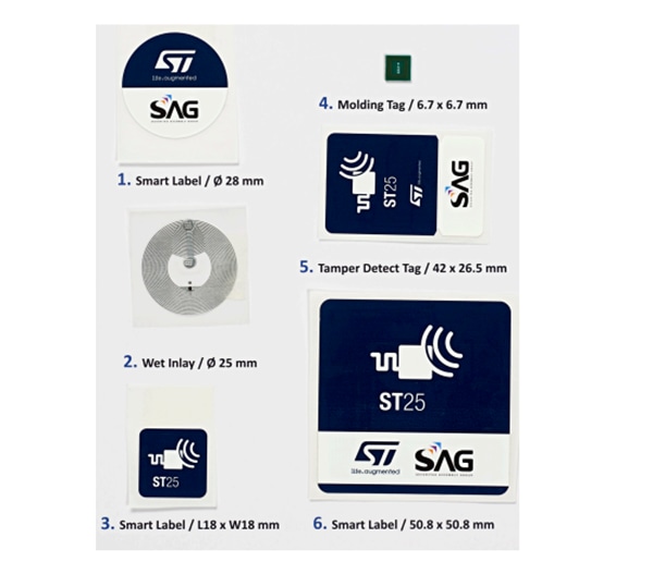 STMicroelectronics ST25-TAG-BAG-AB Satz von NFC-Tags der ST25TV-Baureihe