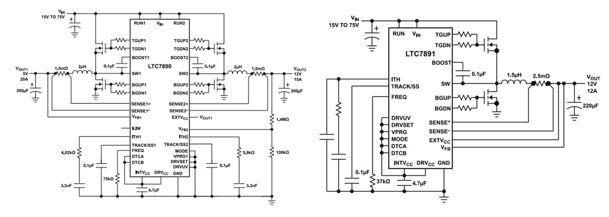 Applikations-Schaltungsdiagramm - Analog Devices Inc. LTC7890/1 Synchrone Abwärtsregler Applikations-Schaltungsdiagramm - Analog Devices Inc. LTC7890/1 Synchrone Abwärtsregler
