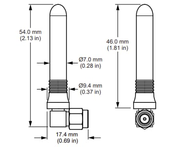 Technische Zeichnung - TE Connectivity / Linx Technologies ANT-W63-CW-RCS WiFi® 6/6E/7-Antennen