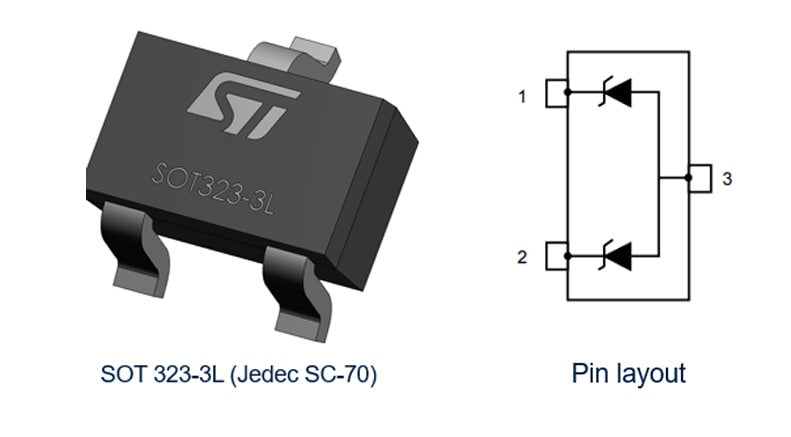 STMicroelectronics ESDA5WY Unidirektionaler Automotive-ESD-Schutz STMicroelectronics ESDA5WY Unidirektionaler Automotive-ESD-Schutz