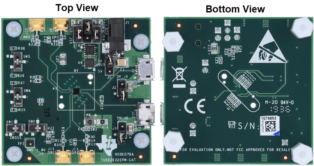 Technische Zeichnung - Texas Instruments TUSB2E22EVM-CAT Evaluierungsmodul (EVM)