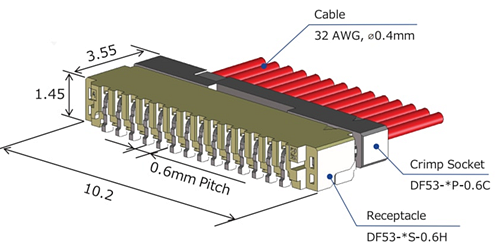 Technische Zeichnung - Hirose Electric DF53 Wire-to-Board-Steckverbinder